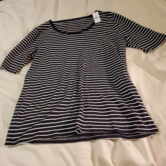 LOFT Tops - LOFT black and white striped tee shirt NEW!!!